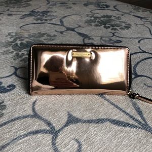 Metallic rose gold full size wallet